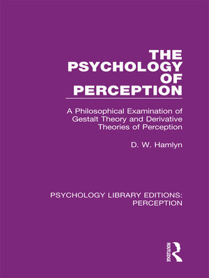 cover image of The Psychology of Perception